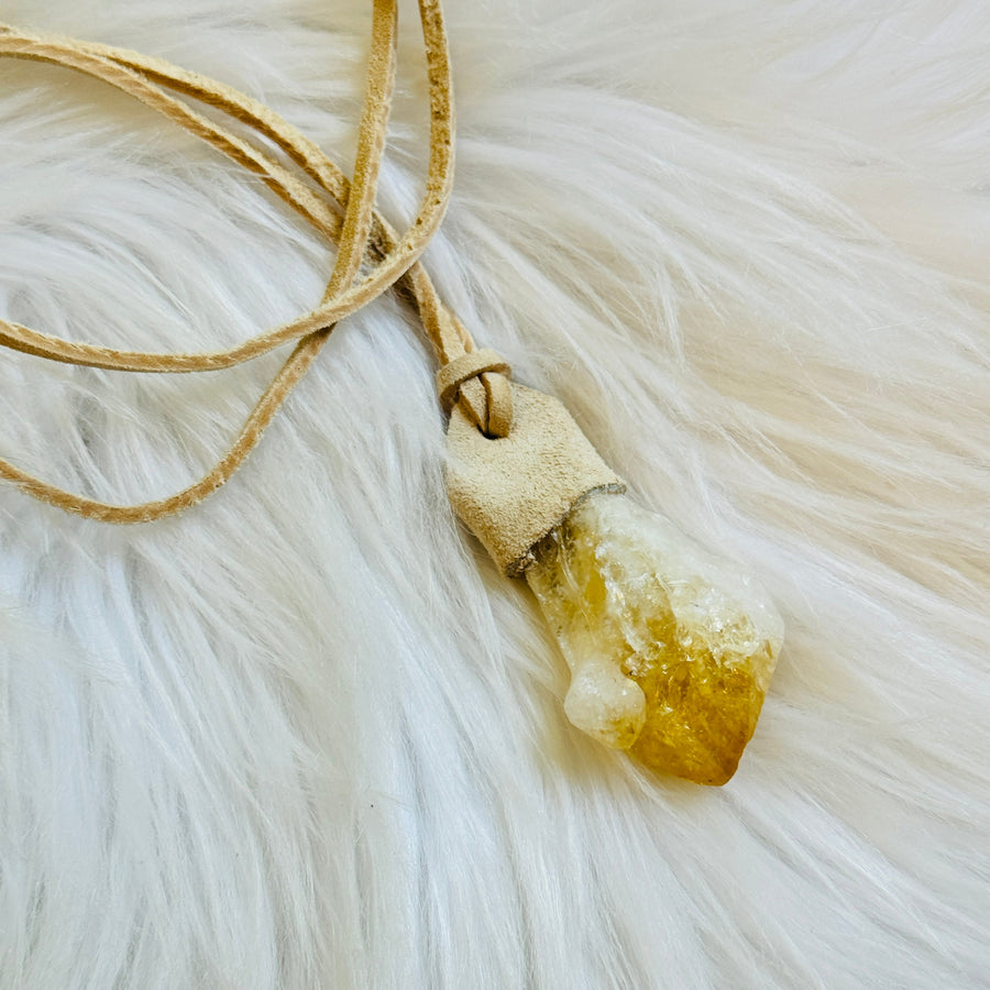 sarah belle crystal leather talisman necklace