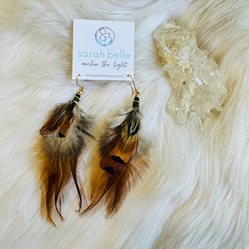 sarah belle handmade feather earrings