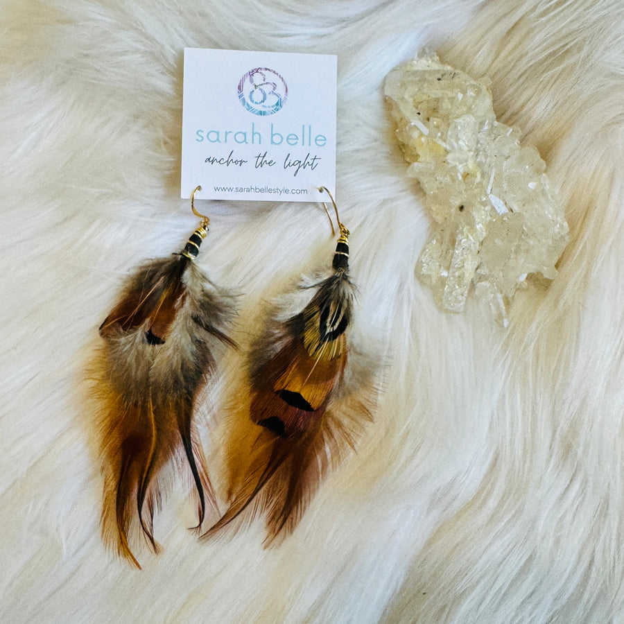 sarah belle handmade feather earrings