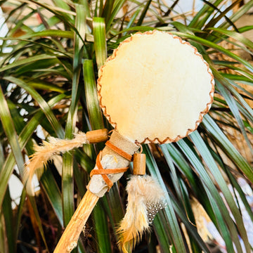 handamde shamanic rattle with citrine and feathers from sarah belle