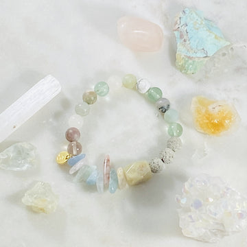 Handcrafted, intuitively designed, custom healing crystal bracelet