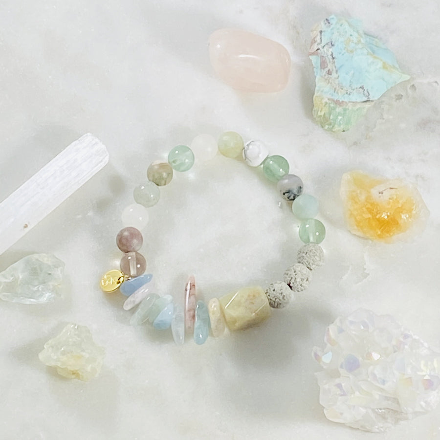 Handcrafted, intuitively designed, custom healing crystal bracelet